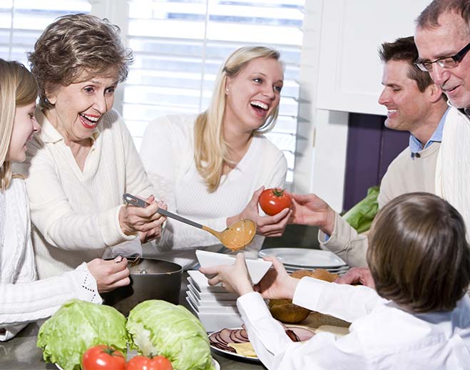 family cooking together